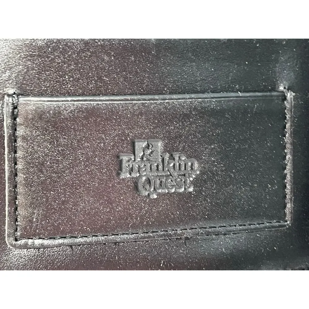 VTG Franklin Quest Black Leather Planner Binder 9.5”x11.5” Office Academia